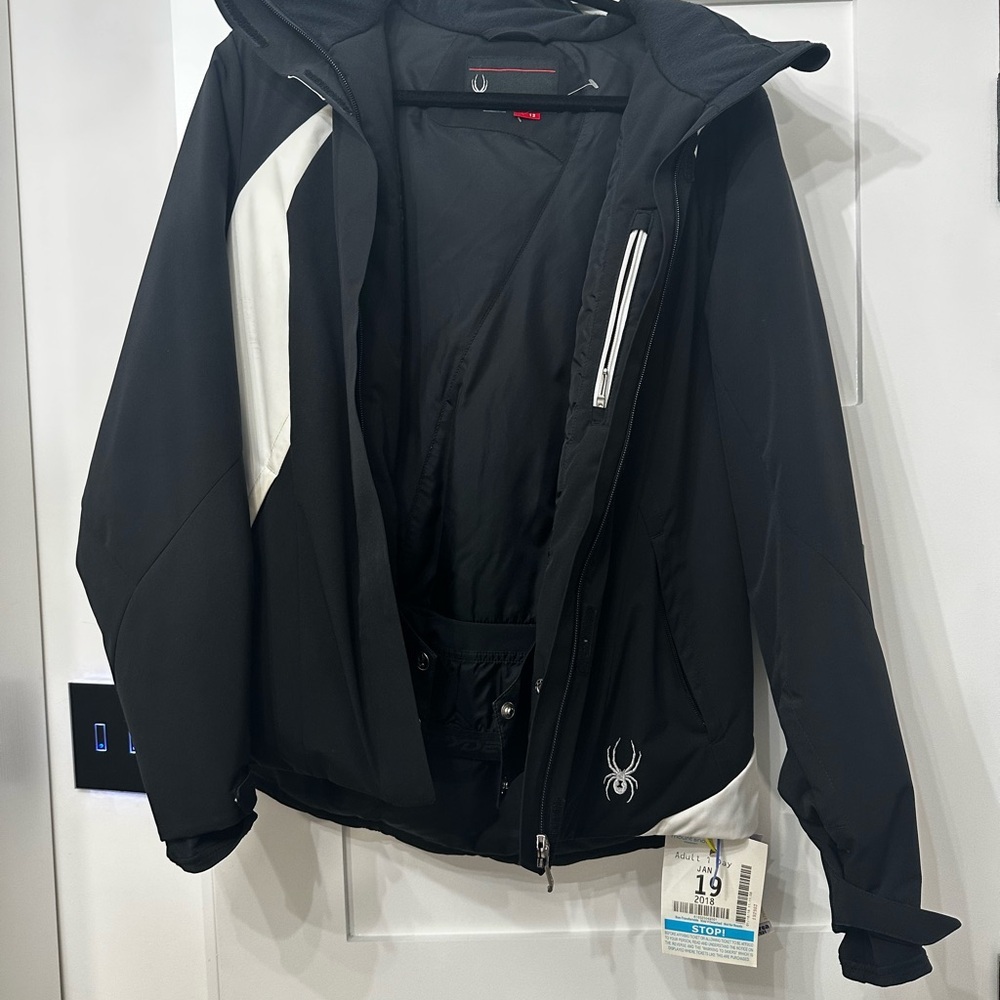 Black Ski and Snowboard Jacket with Hood and Water Resistant Material